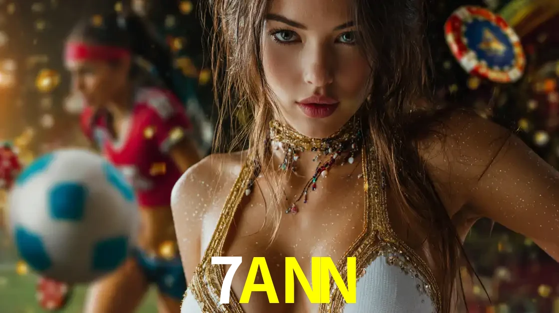 Mulher elegante representando a combinação de glamour e emoção das apostas esportivas, com uma jogadora de futebol ao fundo, destacando a ação no 7ANN.
